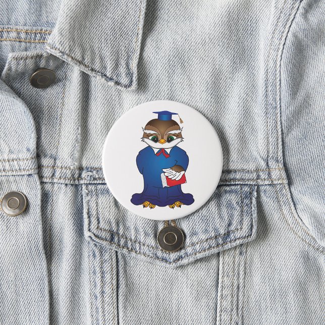 Wise Owl Graduation Cute Scholar Bird  7.5 Cm Round Badge (Creator Uploaded)