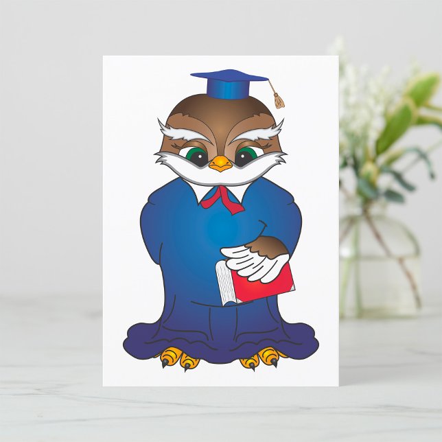 Wise Owl Graduation Cute Scholar Bird  Invitation (Creator Uploaded)
