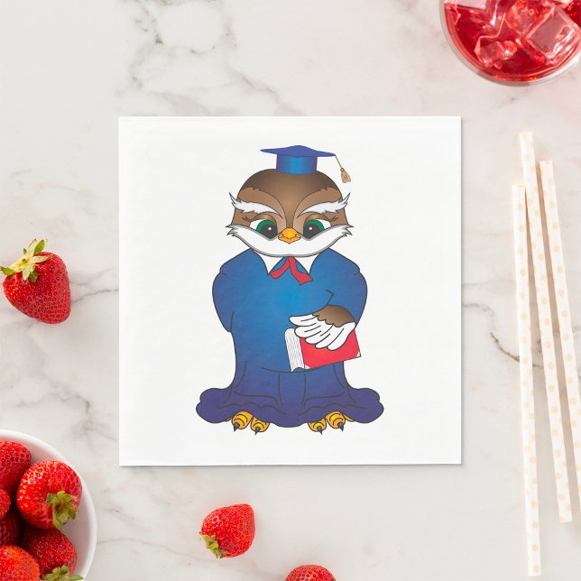 Wise Owl Graduation Cute Scholar Bird  Napkin (Creator Uploaded)