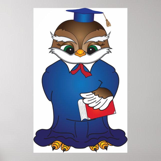 Wise Owl Graduation Cute Scholar Bird  Poster (Front)