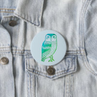 Wise Owl line drawing blue green