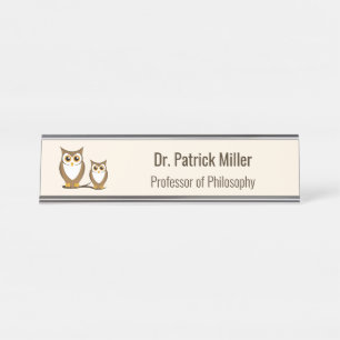 Wise Owl Philosophy Professor Desk Name Plate