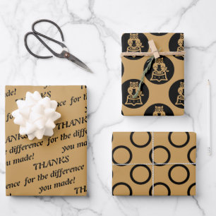 Wise Owl Thanks For The Difference You Made Circle Wrapping Paper Sheet