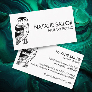 WISE OWL Unique Modern Logo Notary Public Legal Business Card