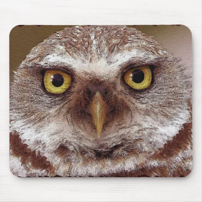Wise Owl Wildlife Art Animal-lovers Mousepad (Front)