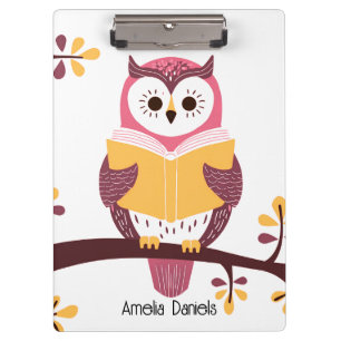 Wise owl with book Personalised Clipboard