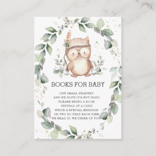 Wise Owl Woodland Greenery Wreath Books for Baby  Enclosure Card