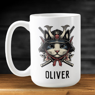 Wise Samurai Warrior Cat Coffee Mug