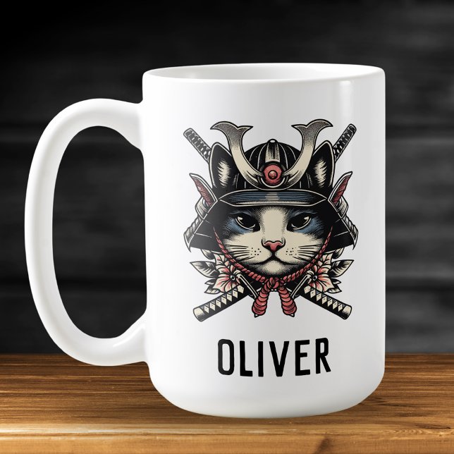 Wise Samurai Warrior Cat Coffee Mug (Creator Uploaded)