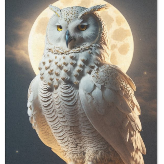 Wise white owl under the Moonlight  Tissue Paper (Creator Uploaded)