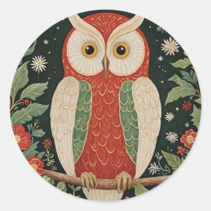 Wise Winter Watcher Classic Round Sticker