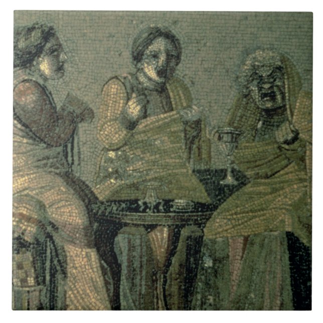 Wise woman and her patients, from the Villa Cicero Ceramic Tile (Front)