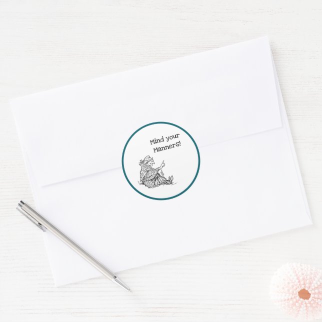 Wise Woman Grandmother Giving Advice Cartoon Classic Round Sticker (Envelope)