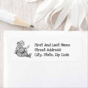 Wise Woman Grandmother Giving Advice Cartoon Return Address Label