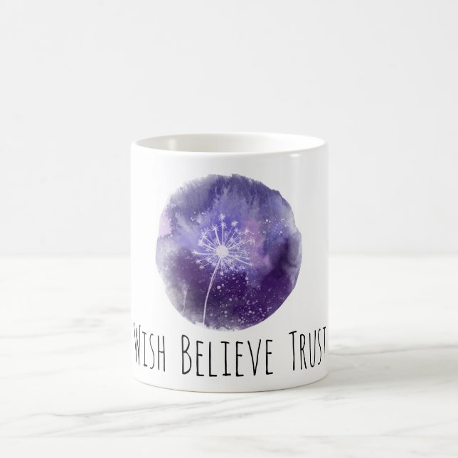 *~* WISH BELIEVE TRUST Dandelion Universe Cosmic Coffee Mug (Center)