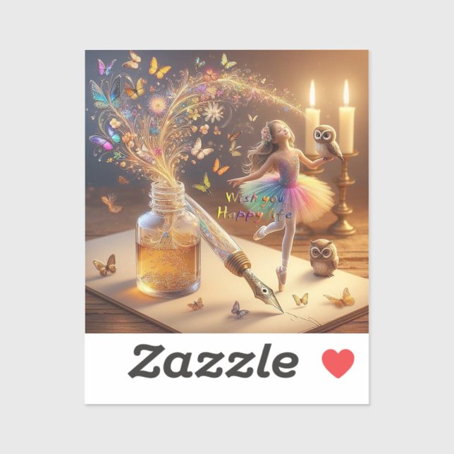 Wish happy life Cut Vinyl Sticker (Sheet)