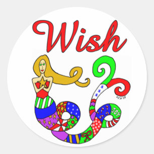 Wish Holiday Mermaid Classic Round Sticker
