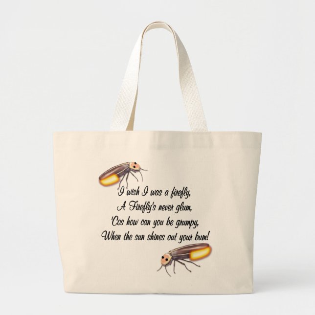 Wish I was a Firefly Large Tote Bag (Front)
