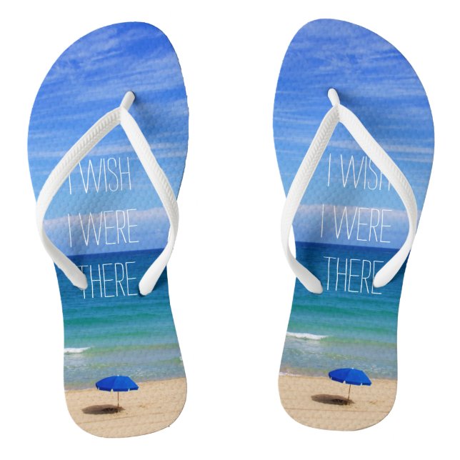 Wish I Were There - Blue Beach Umbrella Thongs (Footbed)