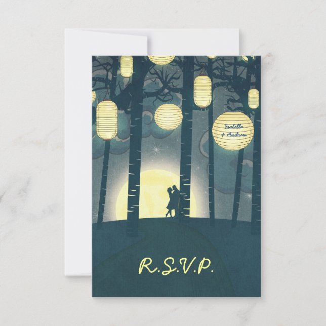 Wish Lanterns Dream Forest Wedding RSVP Invitation (Front)