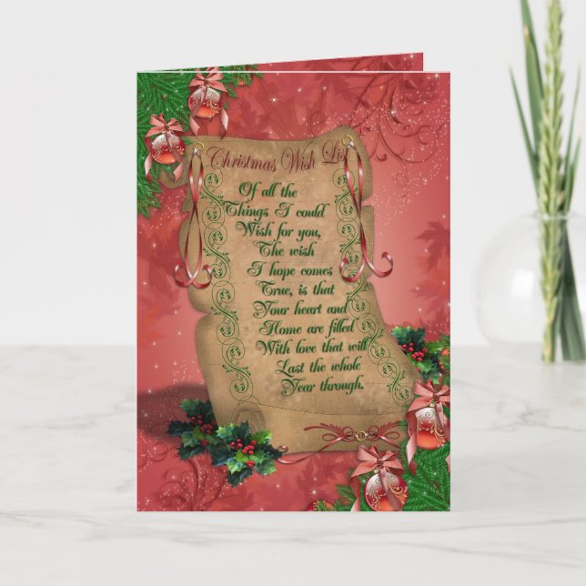 "Wish list"  Christmas Greeting card photo inside (Front)
