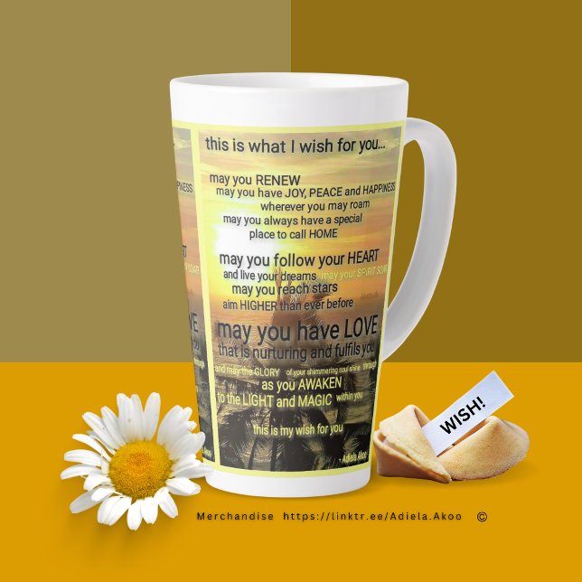 WISH Mug by Poet Adiela Akoo - Large Latte (Wish Latte Mug by Poet Adiela Akoo. Shop my store for tees, totes, fab finds & great gift ideas now!)