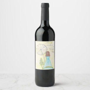 Wish on a dandelion little girl wine label