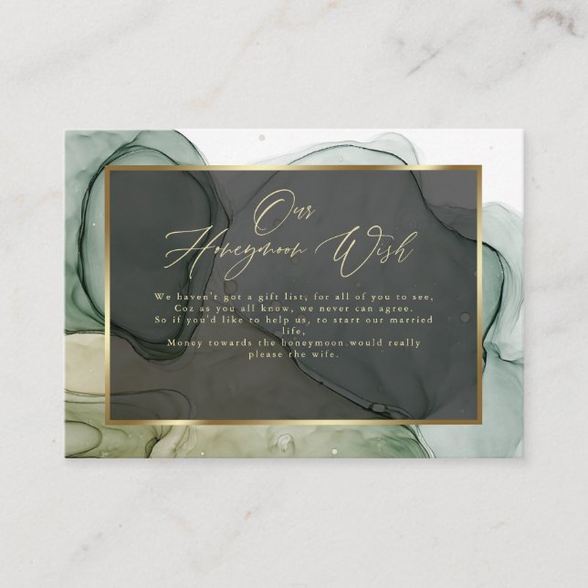 Wish Rich Earthy Greens Liquid Abstract  Enclosure Card (Front)