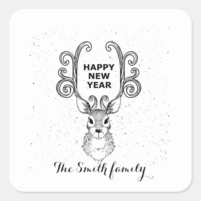 Wish someone a happy and successful new one square sticker (Front)
