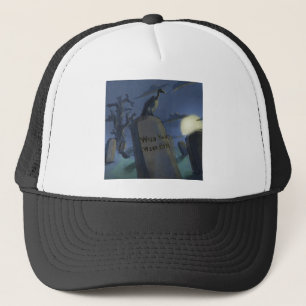 Wish U Were Here Funny Halloween Headstone Gift Trucker Hat