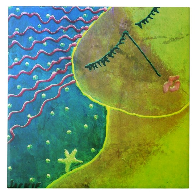 Wish Upon a Star Abstract Art Ceramic Tile (Front)