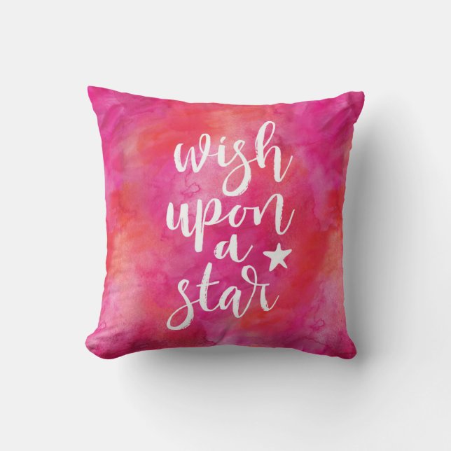 Wish upon a star midnight pink kids pillow (Front)