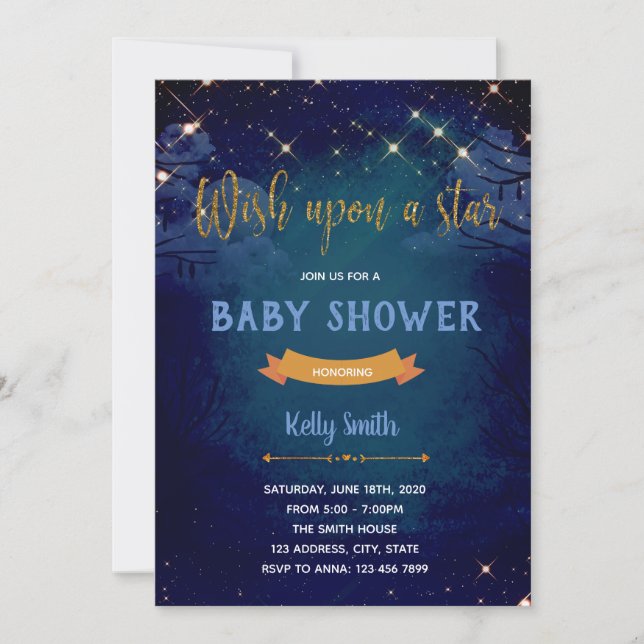 Wish upon a star party invitation (Front)