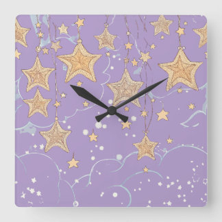 Wish Upon a Star Square Wall Clock