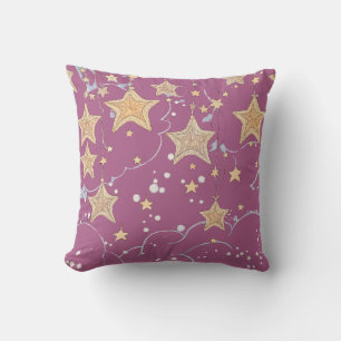 Wish Upon a Star Throw Pillow   Purple & Gold Star