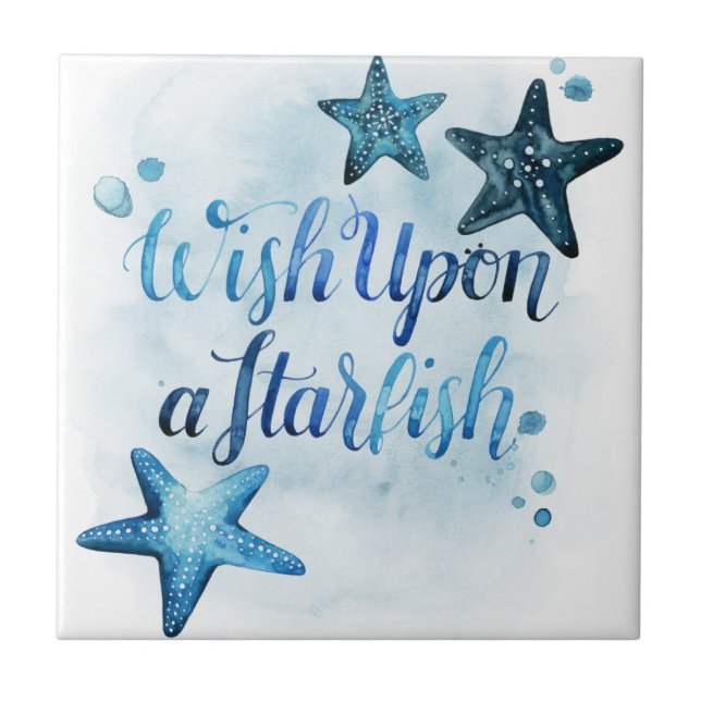 Wish Upon a Starfish Ceramic Tile (Front)