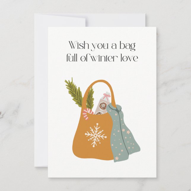 Wish you a bag full of winter love thank you card (Front)