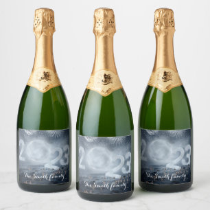 Wish you a happy and successful new year wine labe sparkling wine label