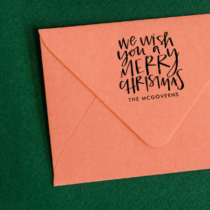 Wish You a Merry Christmas Custom Name Stampe Rubber Stamp