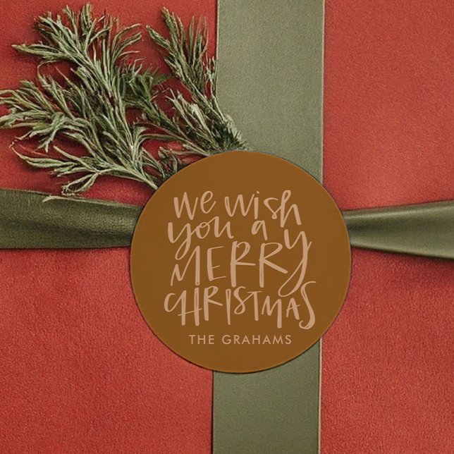 "Wish You a Merry Christmas" Golden Classic Round Sticker ("Wish You a Merry Christmas" Golden Classic Round Sticker)