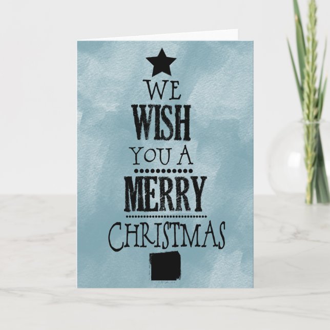 Wish You A Merry Christmas Tree Holiday Card (Front)