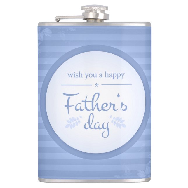 wish you happy fathers day hip flask (Front)