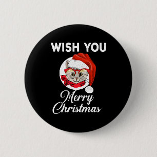 WISH YOU MERRY CHRISTMAS 6 CM ROUND BADGE