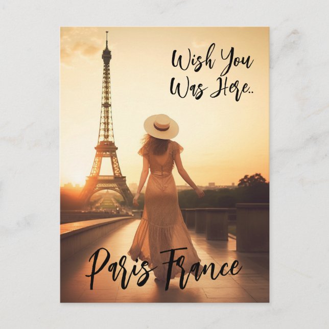 Wish You Was Here Paris France Postcard (Front)