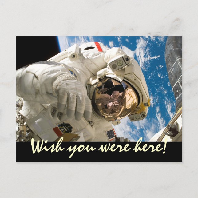 Wish You Were Here Astronaut Space Travel Postcard (Front)