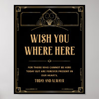 Wish You Were Here Deco 1920s Black Gold Wedding