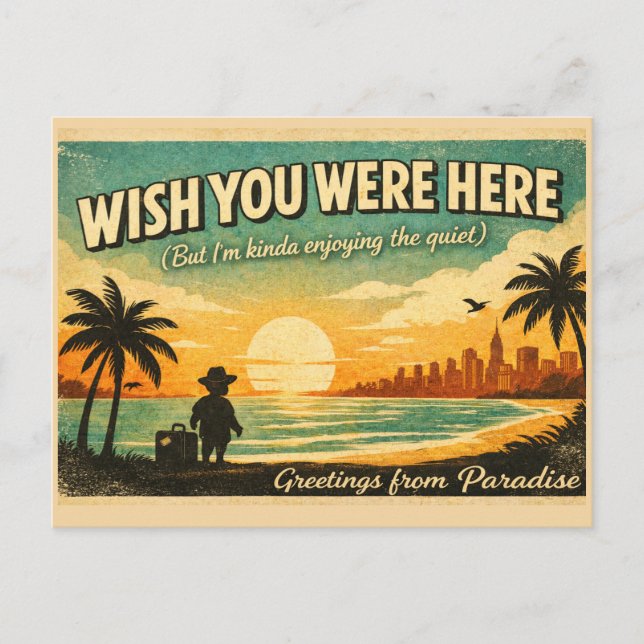 Wish You Were Here – Retro Paradise Postcard (Front)