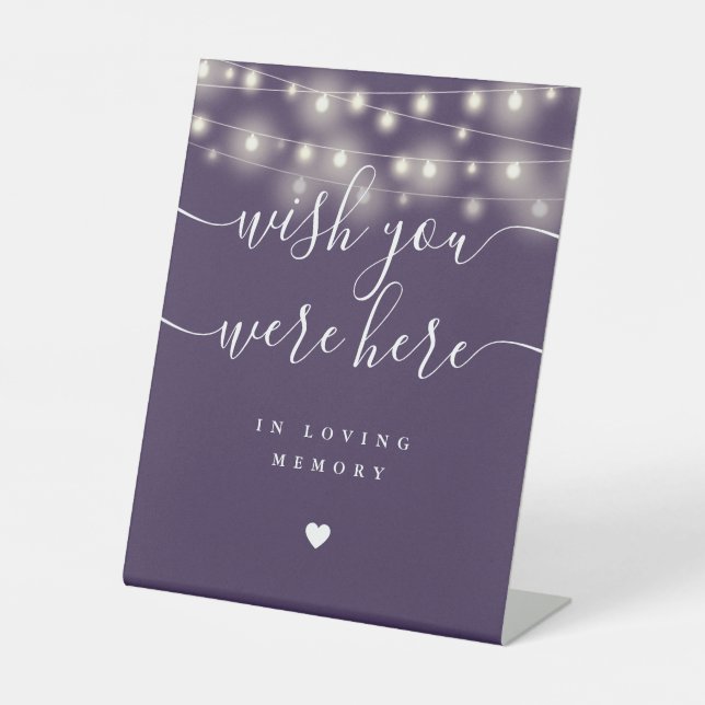 Wish You Were Here String Lights Purple Pedestal Sign (Front)