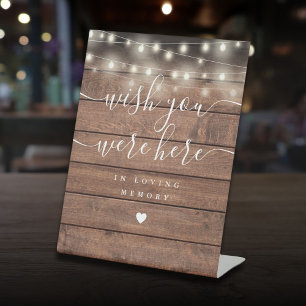 Wish You Were Here String Lights Rustic Wood Pedestal Sign
