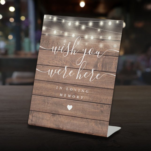 Wish You Were Here String Lights Rustic Wood Pedestal Sign (Wish You Were Here String Lights Rustic Wood Pedestal Sign)